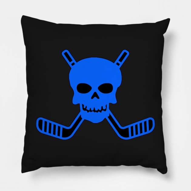 SKULL AND CROSSED HOCKEY STICKS Pillow by HOCKEYBUBBLE