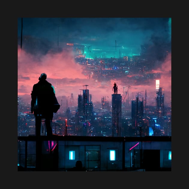 Man overlooking a futuristic city - best selling by bayamba