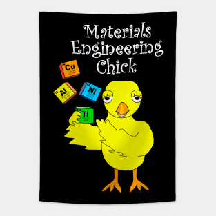 Materials Engineering Chick White Text Tapestry