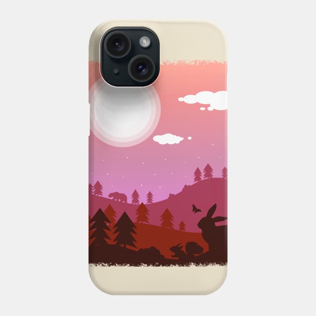 Forest Animals Under Twilight 2 Phone Case by TaliDe