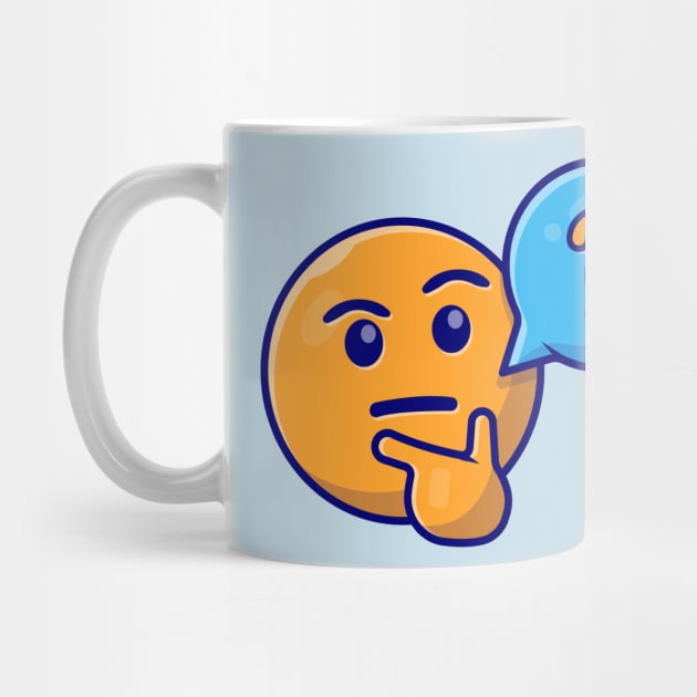 Premium Vector  Cute funny think emoji smile face with question