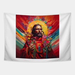 Colorful Prayer Jesus Christ Love is Love Tapestry