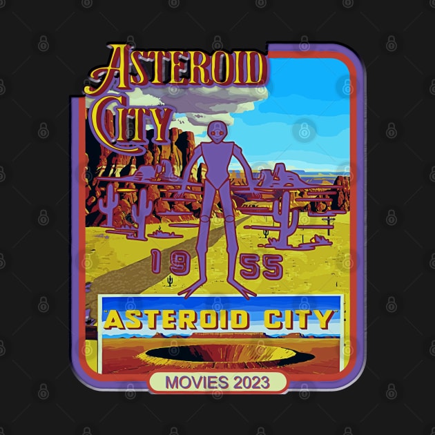 Vintage Alien asteroid city Cool Space Movies 2023 by masterpiecesai