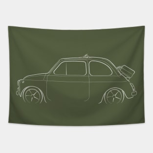 Fiat 500 - profile stencil, white Tapestry