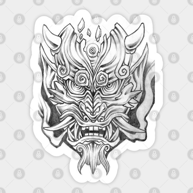 Japanese Oni Mask Oni Mask Sticker Teepublic