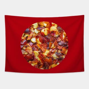 Spicy Red Hot Pepper Chili Flakes Circle Photograph Tapestry