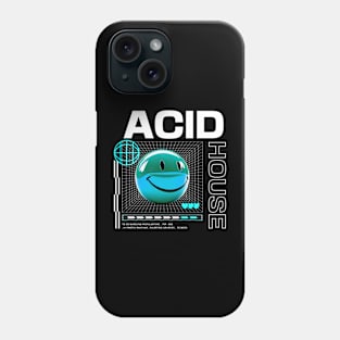 ACID HOUSE  - 3D Smiley (Blue/White) Phone Case