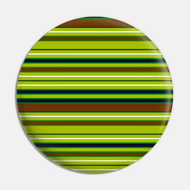 Forest Hues at Midnight - Horizontal Stripes Green Brown Blue and White Striped Pin by FruitflyPie