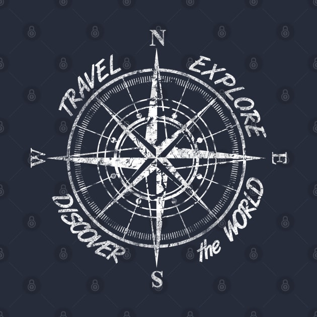 Travel explore dicover the world white compass by gegogneto