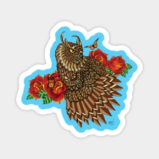 Summer Rose Owl Magnet