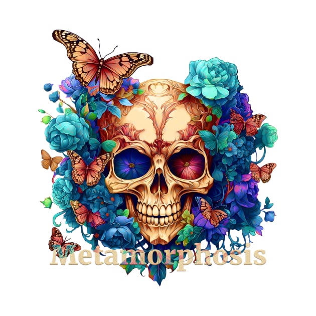 Enchanting Decay, Bloom Skull in a Gothic Garden (Chromatic Version) by Nebula Nexus