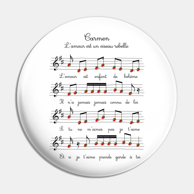 Carmen Opera Roses Music Sheet Artwork Georges Bizet Pin by Rozbud