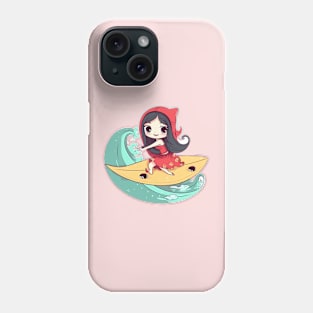 Surfing girl kawaii style Phone Case