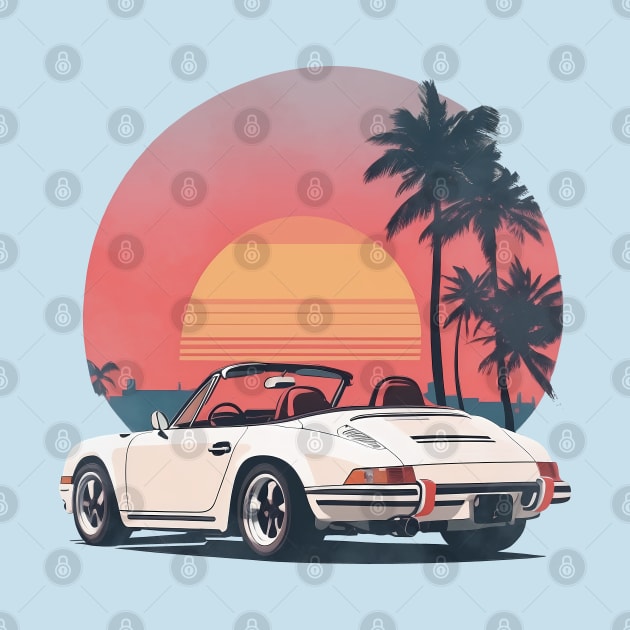 Vintage Summer Porsche Beach Sunset sports car by 8 Fists of Tees