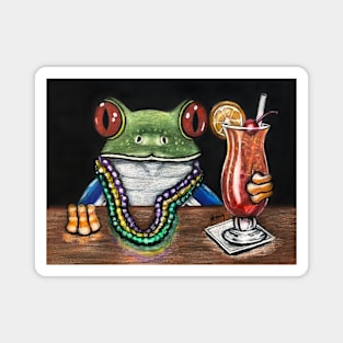 "Mardi Gras Hurricane" - Frogs After Five collection Magnet