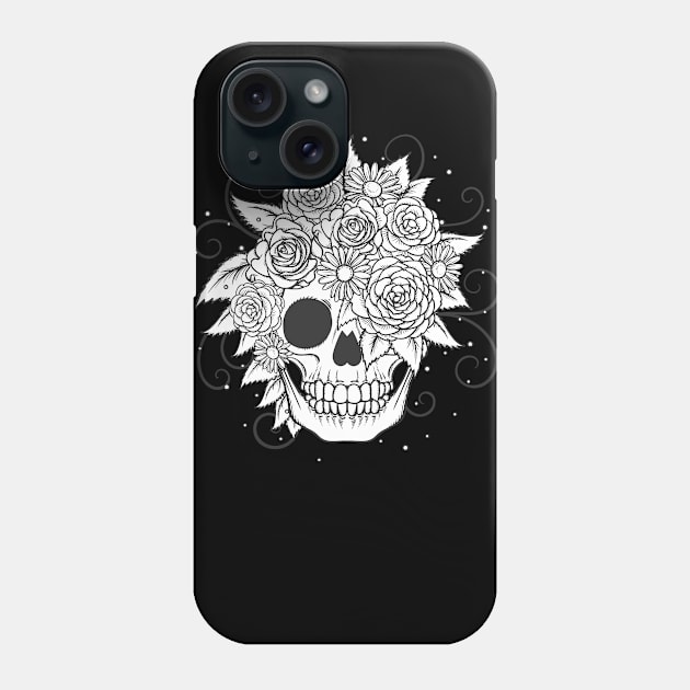 Halloween Skeleton Skull Rose Phone Case by attire zone