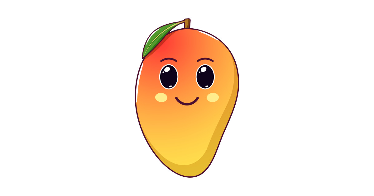 Cute Kawaii Mango, Cartoon Tropical Fruit - Kawaii Mango ...