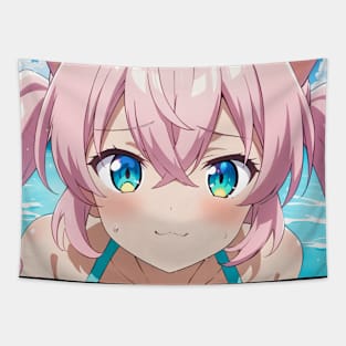 Anime Girl Beach Day Tapestry