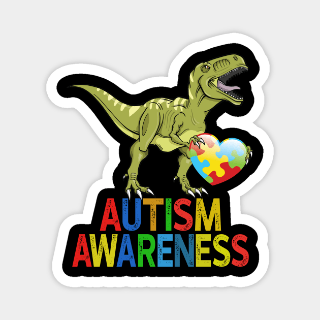 Dinosaurs With Heart Autism Awareness Magnet by Rumsa