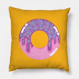 Pink donut with violet frosting and sprinkles Pillow