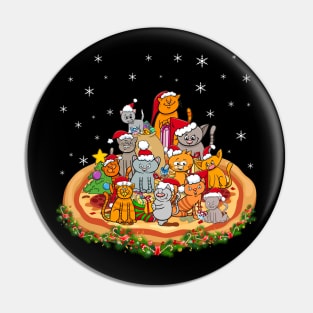 Santa Kitten Cat Pizza Santa Hat Christmas Cat Lover Pin