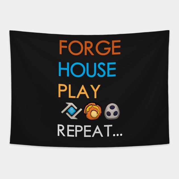 Keyforge Forge, House, Play, Repeat Board Game Graphic - Tabletop Gaming Tapestry by MeepleDesign