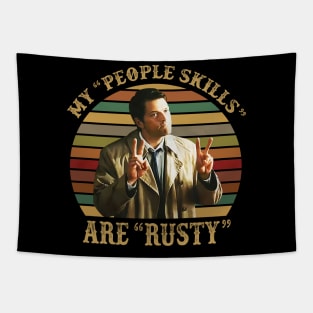 Castiel Supernatural My People Skills Are Rusty Retro Vintage Tapestry