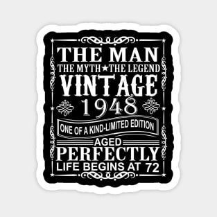 72nd Birthday Gifts Man Myth Legend Vintage 1948 Magnet