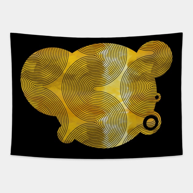 Black curves on orange blob Tapestry by kobyakov