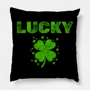 Vintage Style Lucky Clover retro St Patrick's Day good luck St Patrick's Day four leaf Shamrock 4 leaf clover Pillow