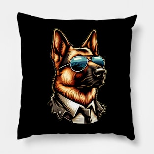 Funny German Shepherd with Sunglasses Pillow