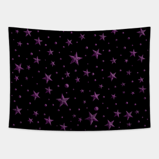 purple stars mask elegant cute star pattern starry facemask design Tapestry