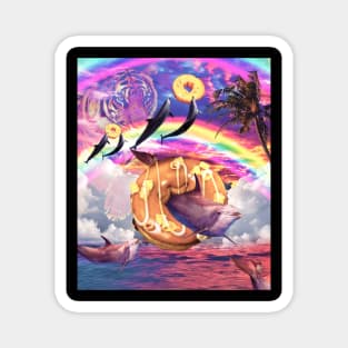 Rainbow Dolphin - Donut With Spirit Tiger Magnet