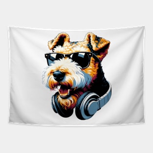 Lakeland Terrier Smiling DJ with Musical Vibes Tapestry
