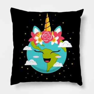 Cute Unicorn Face Earth Day 2021 Pillow