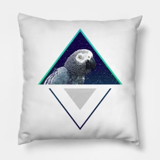 Modern Design Space African Grey Parrot Pillow