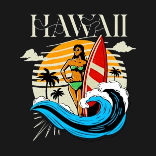 Hawaii Surfing Paradise Retro T-Shirt