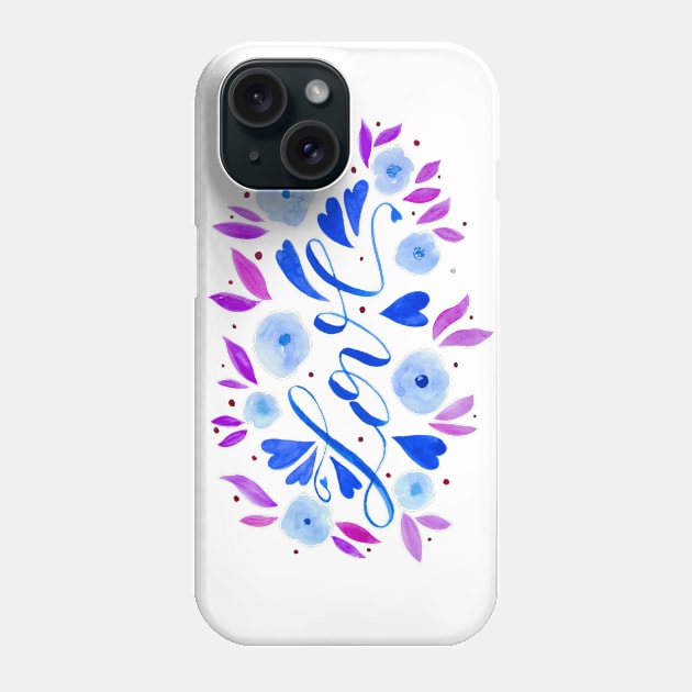 Love and flowers - blue and purple Phone Case by wackapacka