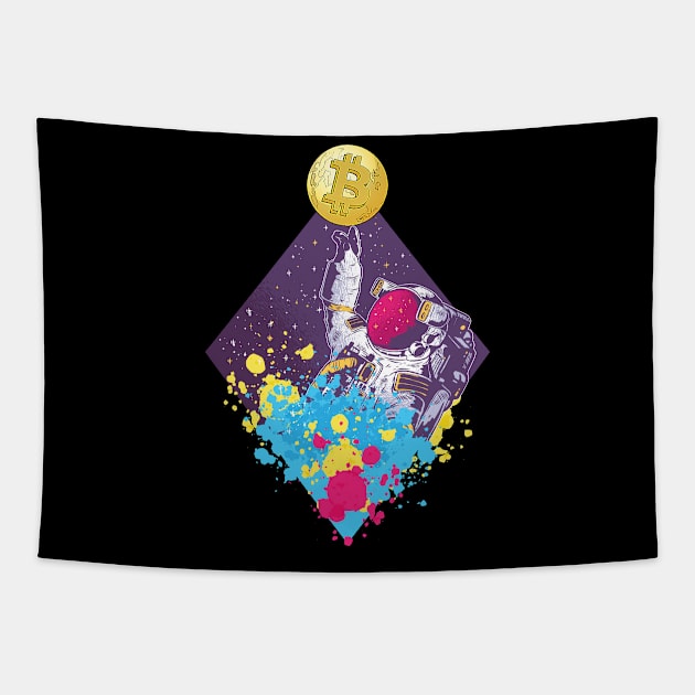 Chainlink Crypto DeFi LINK Cryptocurrency Astronaut Tapestry by BitcoinSweatshirts