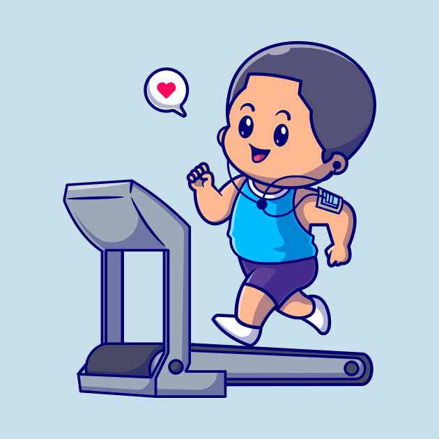 Cute Boy Running On Treadmill Cartoon by Catalyst Labs