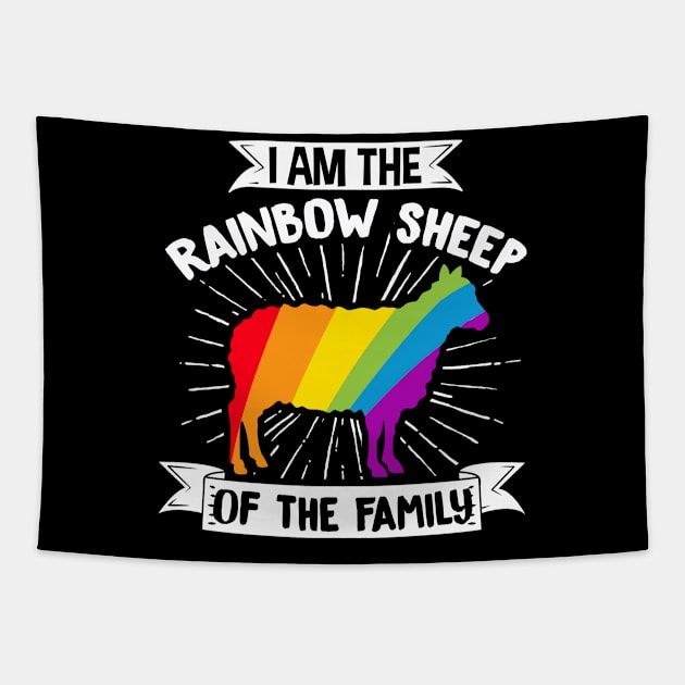 LGBT Lesbian Gay Pride I Am The Rainbow Sheep Of The Family Tapestry by Caskara