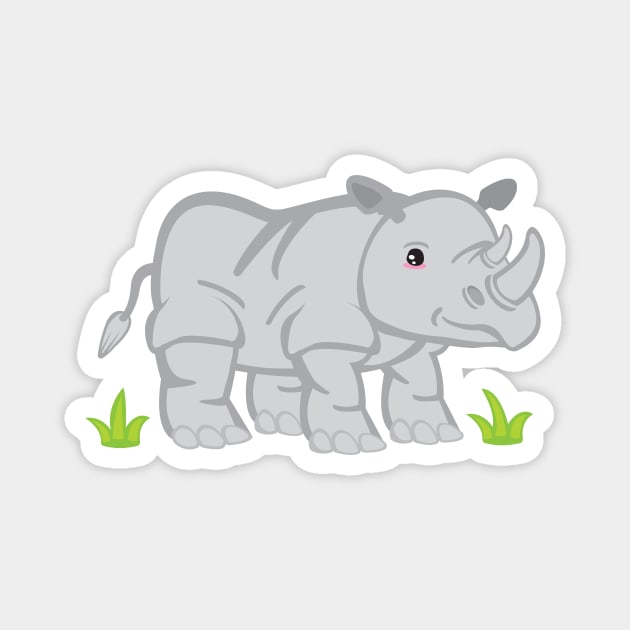 Kawaii Rhino Kid Design Magnet by Uncle Fred Design