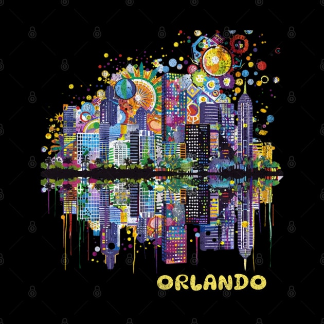 Orlando Florida City Skyline Pop Art Wanderlust Travel by Lavender Celeste