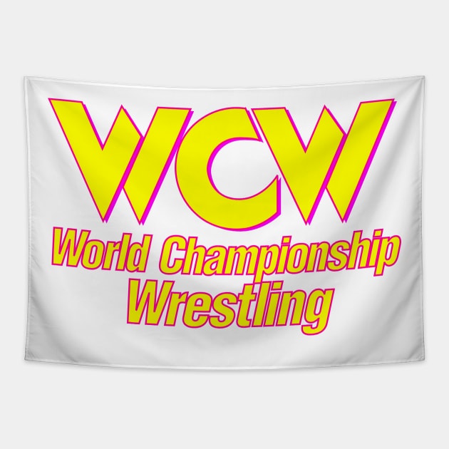 WCW Logo Yellow Tapestry by Authentic Vintage Designs