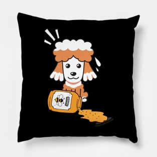 Naughty poodle spilled a jar of honey Pillow