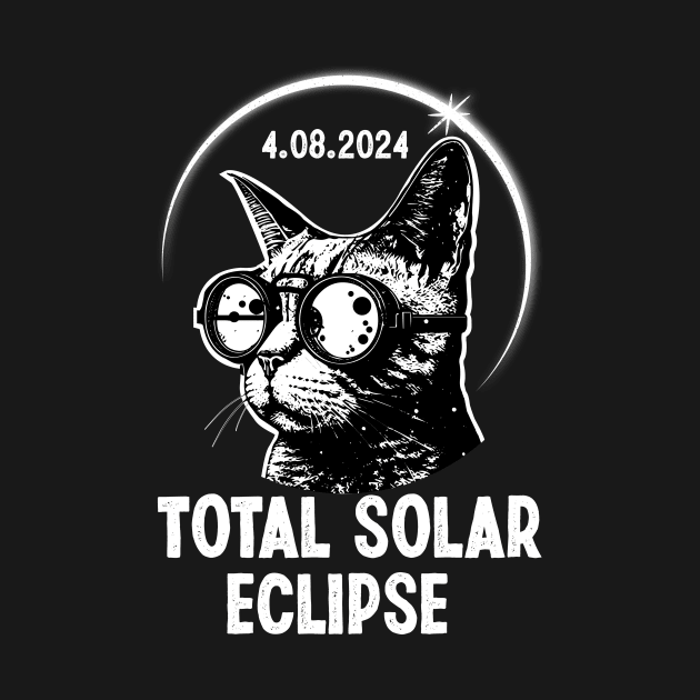 Astronomy Cat Wearing Solar Eclipse Glasses 2024 by ANAREL