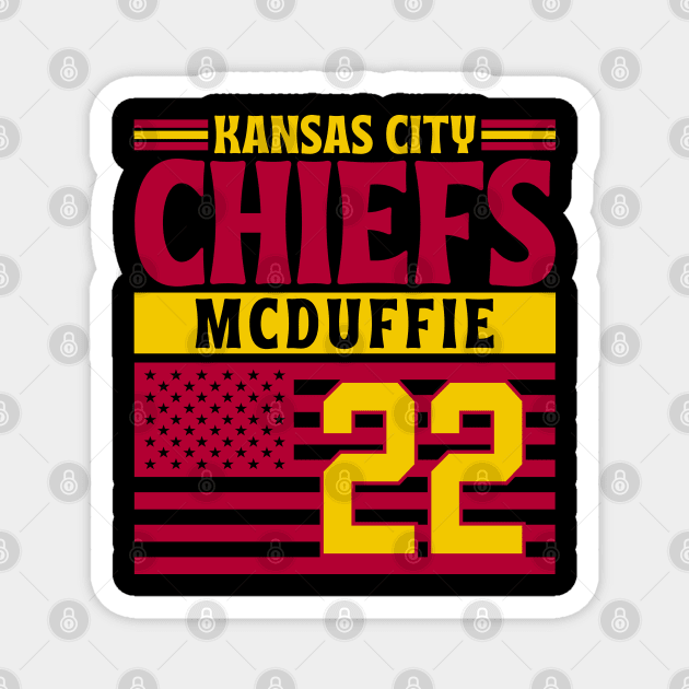 Kansas City Chiefs McDuffie 22 American Flag Football Magnet by Astronaut.co