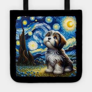 Starry Havanese Portrait - Dog Portrait Tote