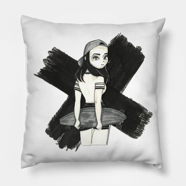 Skater Girl Pillow by conshnobre