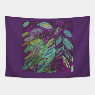 Watercolor Leaves in Purple Teal Blue Gold Tapestry